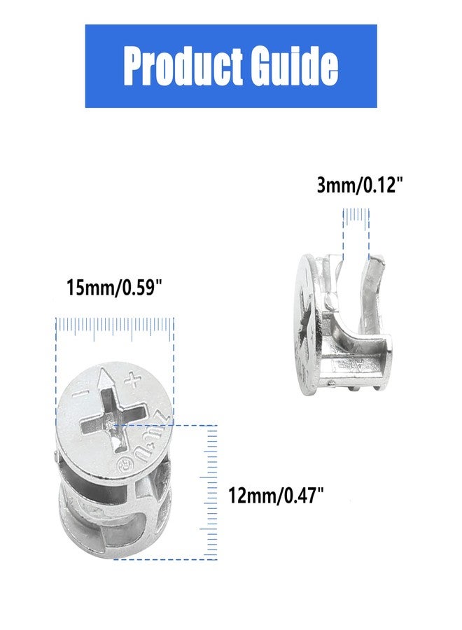 Litoexpe 15 x 12 mm Cam Lock Nut 10 Pcs, Joint Connector Locking Nuts Furniture Connecting Cam Fittings for Cabinet Drawer Wardrobe Dresser - Image 2